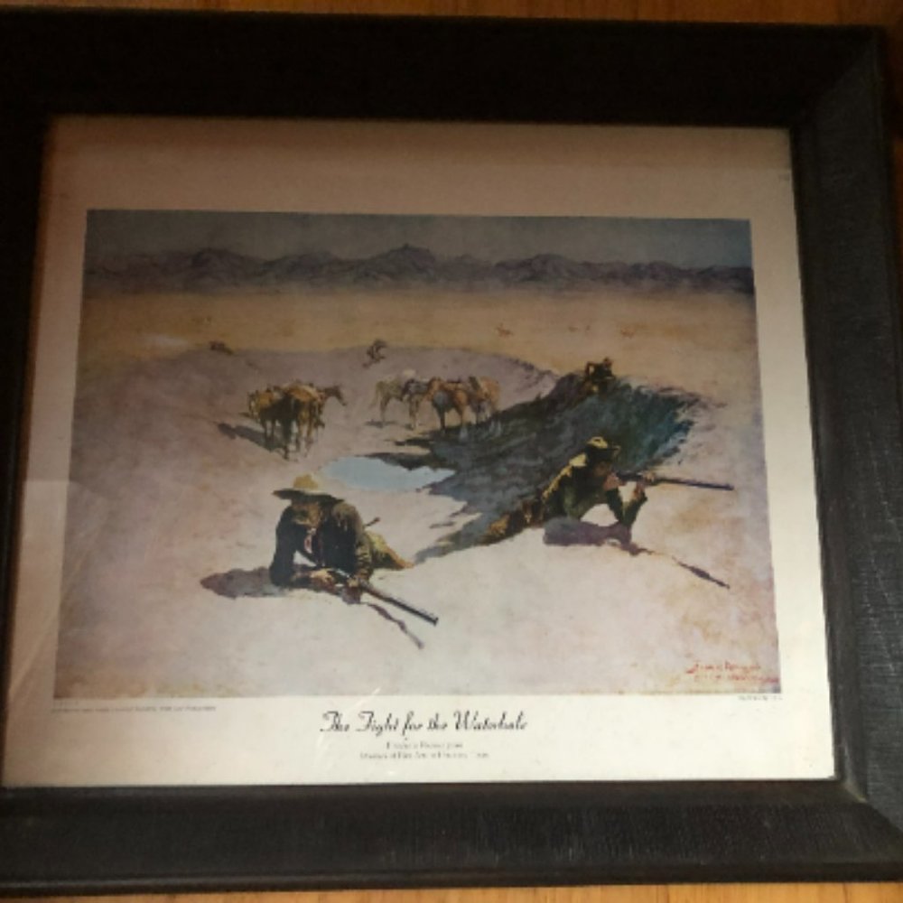The Fight For The Waterhole Fredrick Remington Framed Lithograph